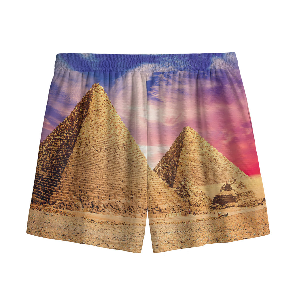 Purple Cloud Pyramid Print Mesh Shorts