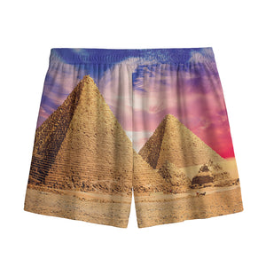 Purple Cloud Pyramid Print Mesh Shorts