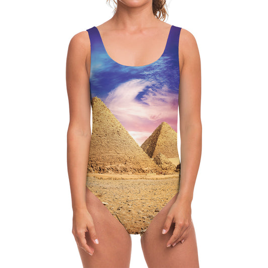 Purple Cloud Pyramid Print One Piece Swimsuit