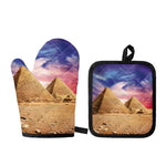 Purple Cloud Pyramid Print Oven Mitt And Pot Holder Set