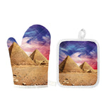 Purple Cloud Pyramid Print Oven Mitt And Pot Holder Set