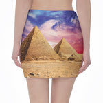 Purple Cloud Pyramid Print Pencil Mini Skirt