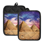 Purple Cloud Pyramid Print Pot Holders With Pocket