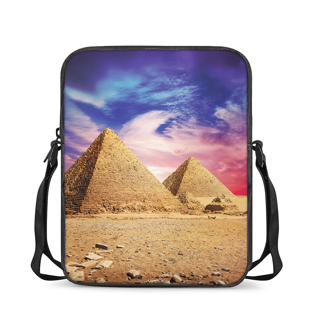 Purple Cloud Pyramid Print Rectangular Crossbody Bag