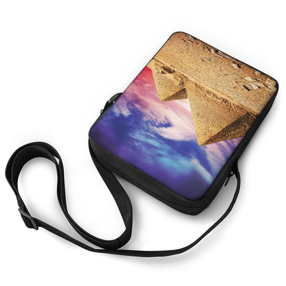 Purple Cloud Pyramid Print Rectangular Crossbody Bag