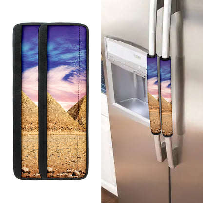 Purple Cloud Pyramid Print Refrigerator Handle Covers