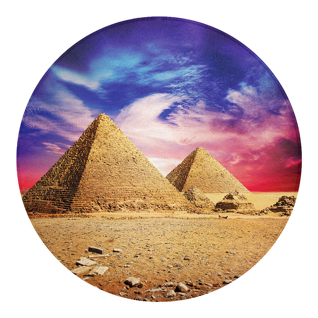 Purple Cloud Pyramid Print Round Blanket