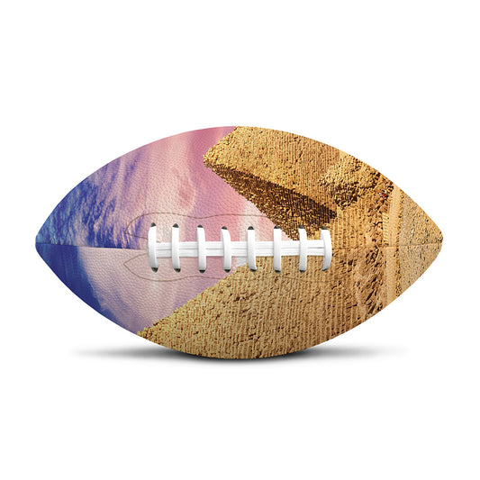 Purple Cloud Pyramid Print Rugby Ball
