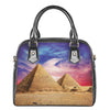 Purple Cloud Pyramid Print Shoulder Handbag