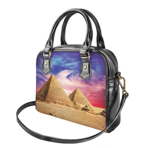 Purple Cloud Pyramid Print Shoulder Handbag