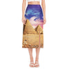 Purple Cloud Pyramid Print Side Slit Midi Skirt