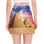 Purple Cloud Pyramid Print Side Slit Mini Skirt