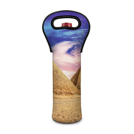 Purple Cloud Pyramid Print Single Neoprene Wine Tote