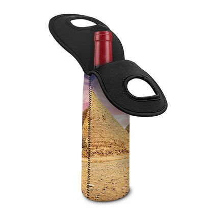 Purple Cloud Pyramid Print Single Neoprene Wine Tote
