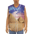 Purple Cloud Pyramid Print Sleeveless Baseball Jersey