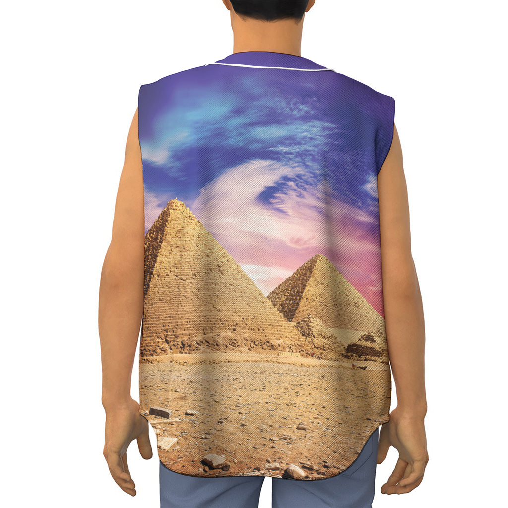 Purple Cloud Pyramid Print Sleeveless Baseball Jersey
