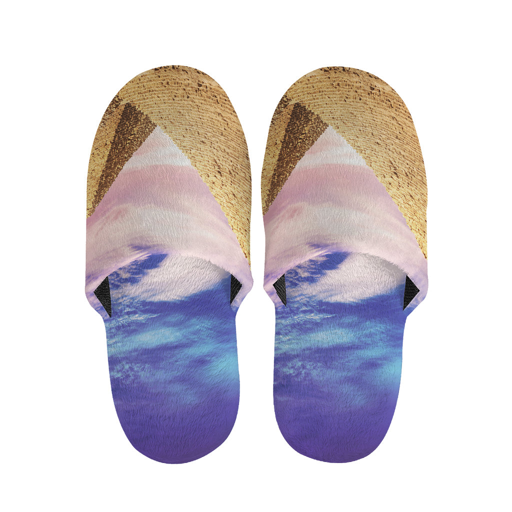 Purple Cloud Pyramid Print Slippers