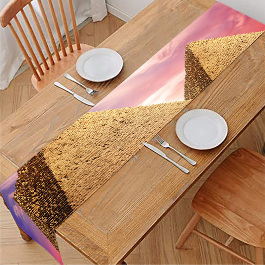 Purple Cloud Pyramid Print Table Runner