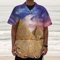 Purple Cloud Pyramid Print Textured Short Sleeve Shirt