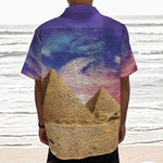 Purple Cloud Pyramid Print Textured Short Sleeve Shirt