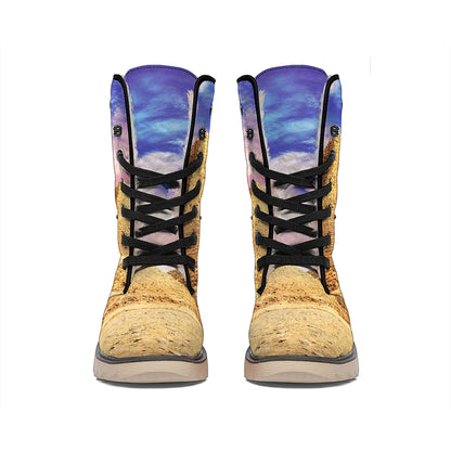 Purple Cloud Pyramid Print Winter Boots