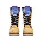 Purple Cloud Pyramid Print Winter Boots