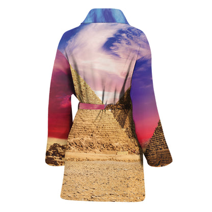Purple Cloud Pyramid Print Women's Bathrobe