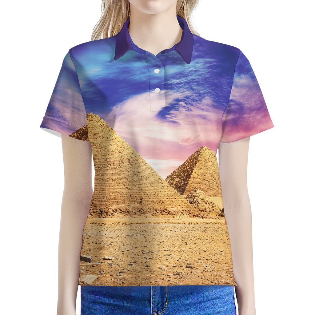 Purple Cloud Pyramid Print Women's Polo Shirt