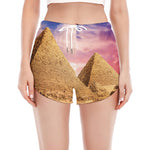 Purple Cloud Pyramid Print Women's Split Running Shorts