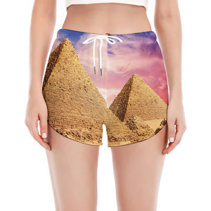 Purple Cloud Pyramid Print Women's Split Running Shorts