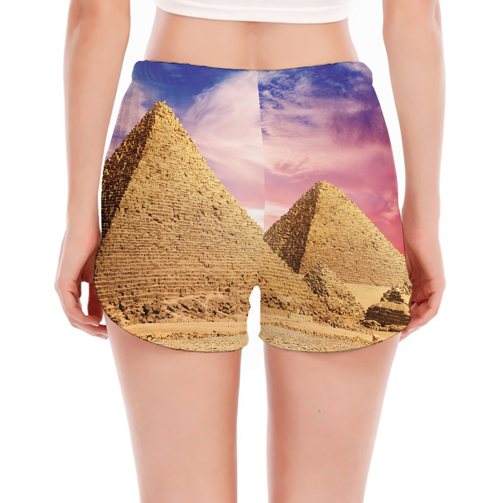 Purple Cloud Pyramid Print Women's Split Running Shorts