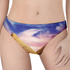 Purple Cloud Pyramid Print Women's Thong