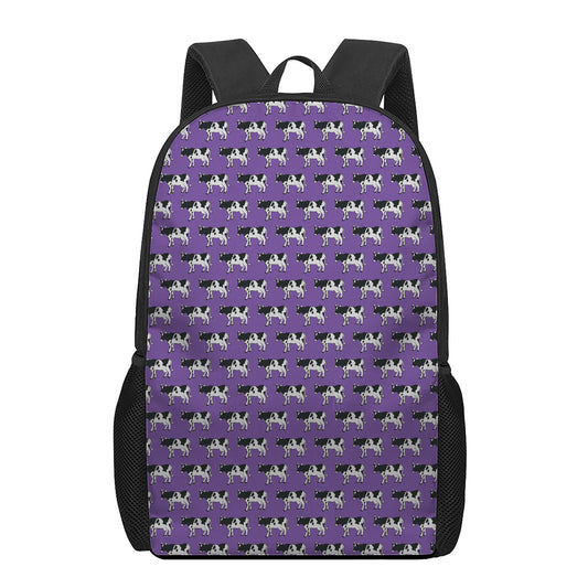 Purple Cow Pattern Print 17 Inch Backpack