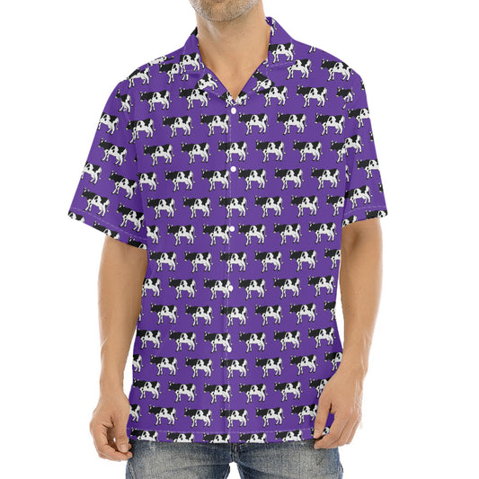 Purple Cow Pattern Print Aloha Shirt