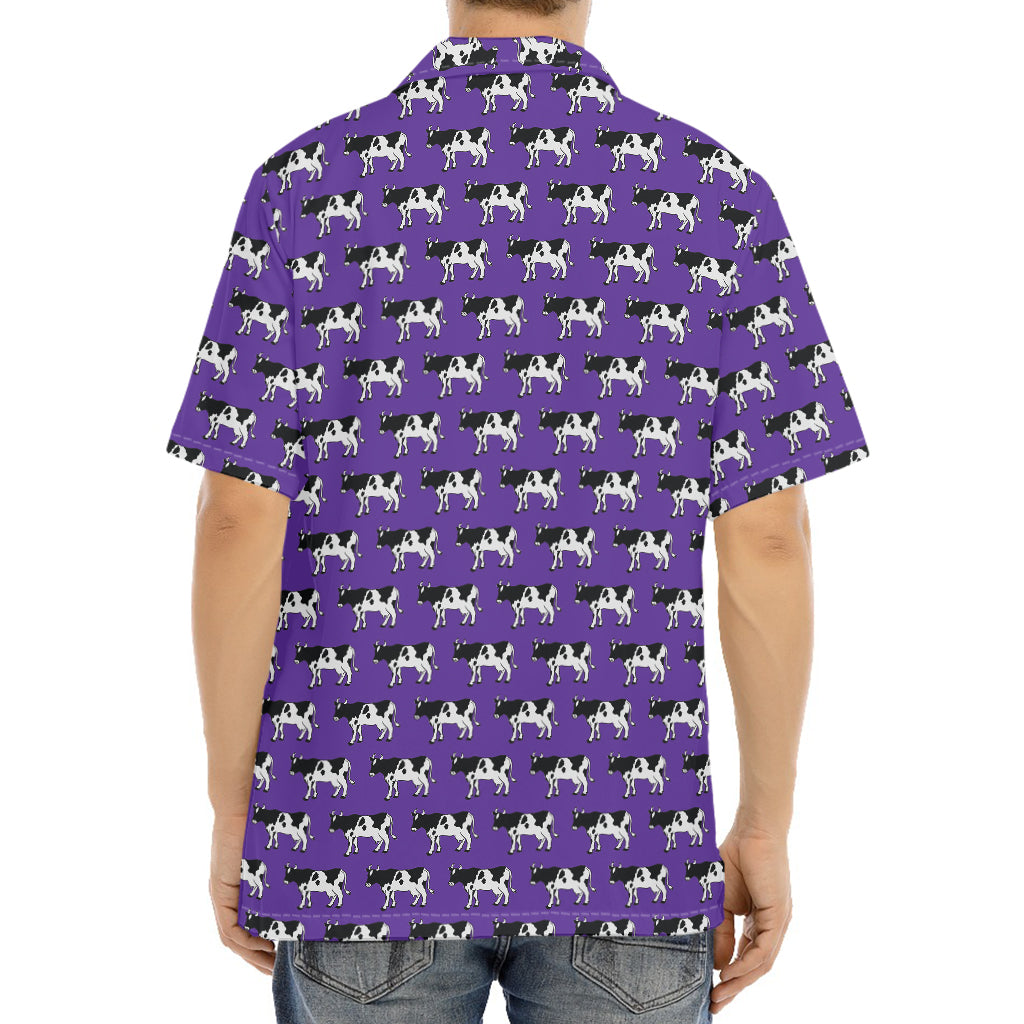 Purple Cow Pattern Print Aloha Shirt