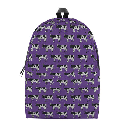 Purple Cow Pattern Print Backpack
