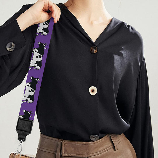 Purple Cow Pattern Print Bag Strap