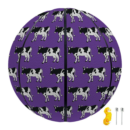 Purple Cow Pattern Print Basketball