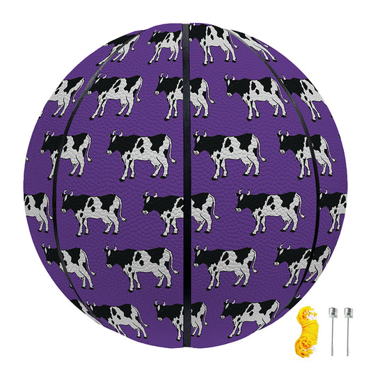 Purple Cow Pattern Print Basketball