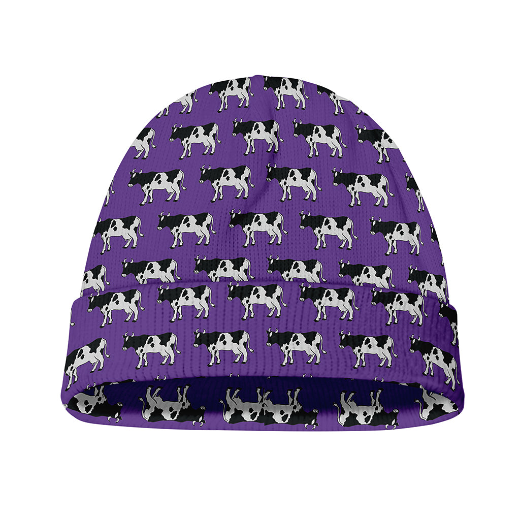 Purple Cow Pattern Print Beanie