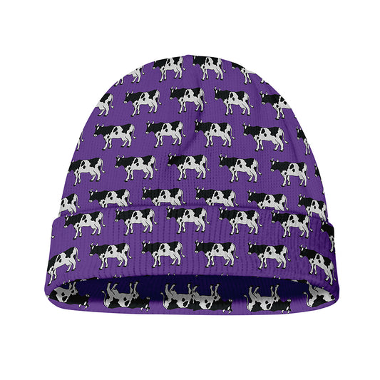 Purple Cow Pattern Print Beanie