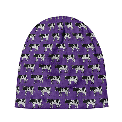 Purple Cow Pattern Print Beanie
