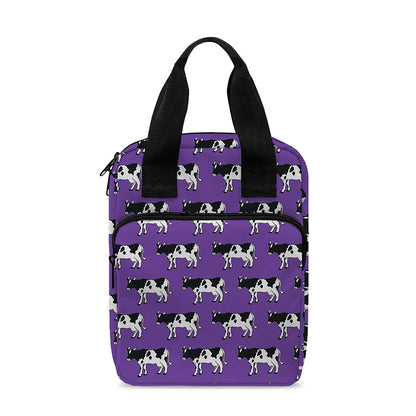 Purple Cow Pattern Print Bible Tote Bag