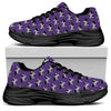 Purple Cow Pattern Print Black Chunky Shoes