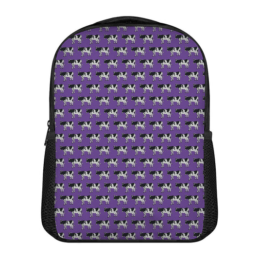 Purple Cow Pattern Print Casual Backpack