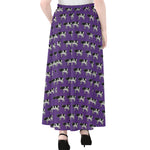 Purple Cow Pattern Print Chiffon Maxi Skirt