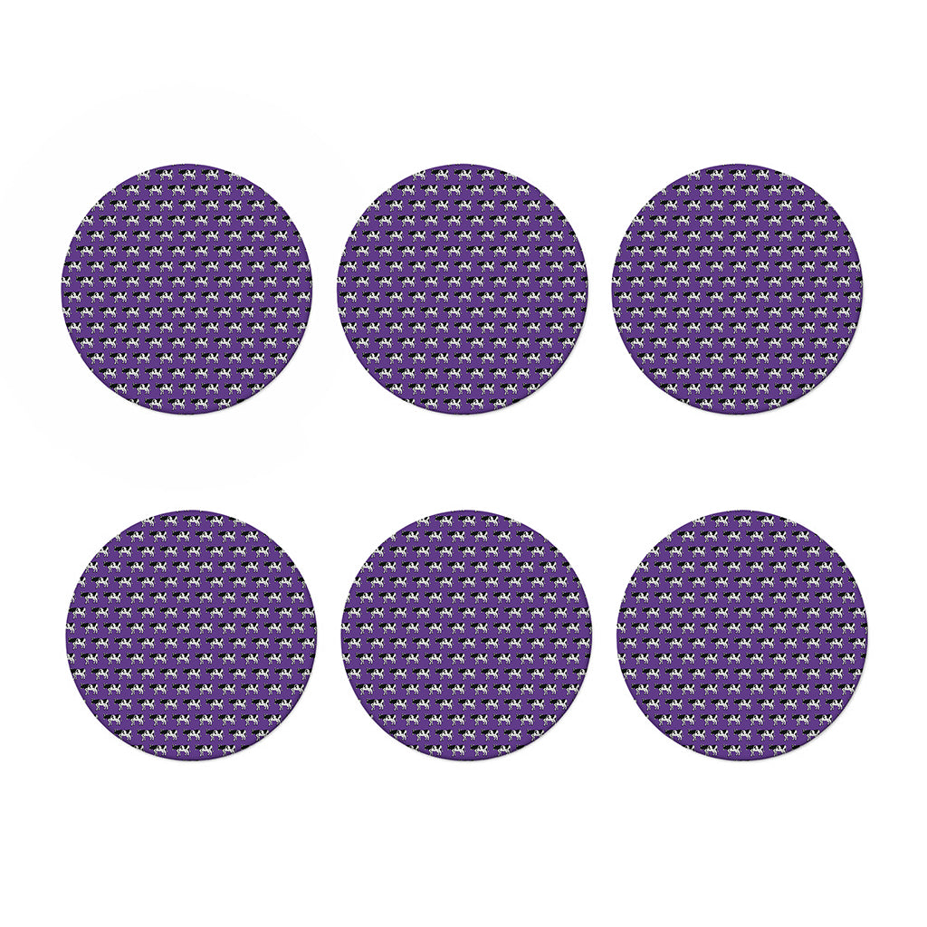 Purple Cow Pattern Print Coaster Set