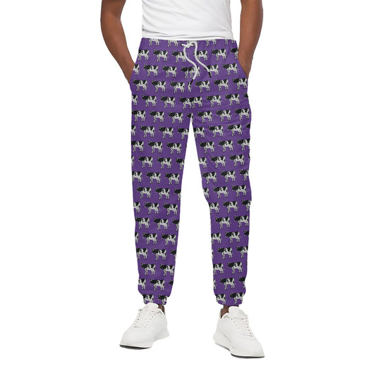 Purple Cow Pattern Print Cotton Pants
