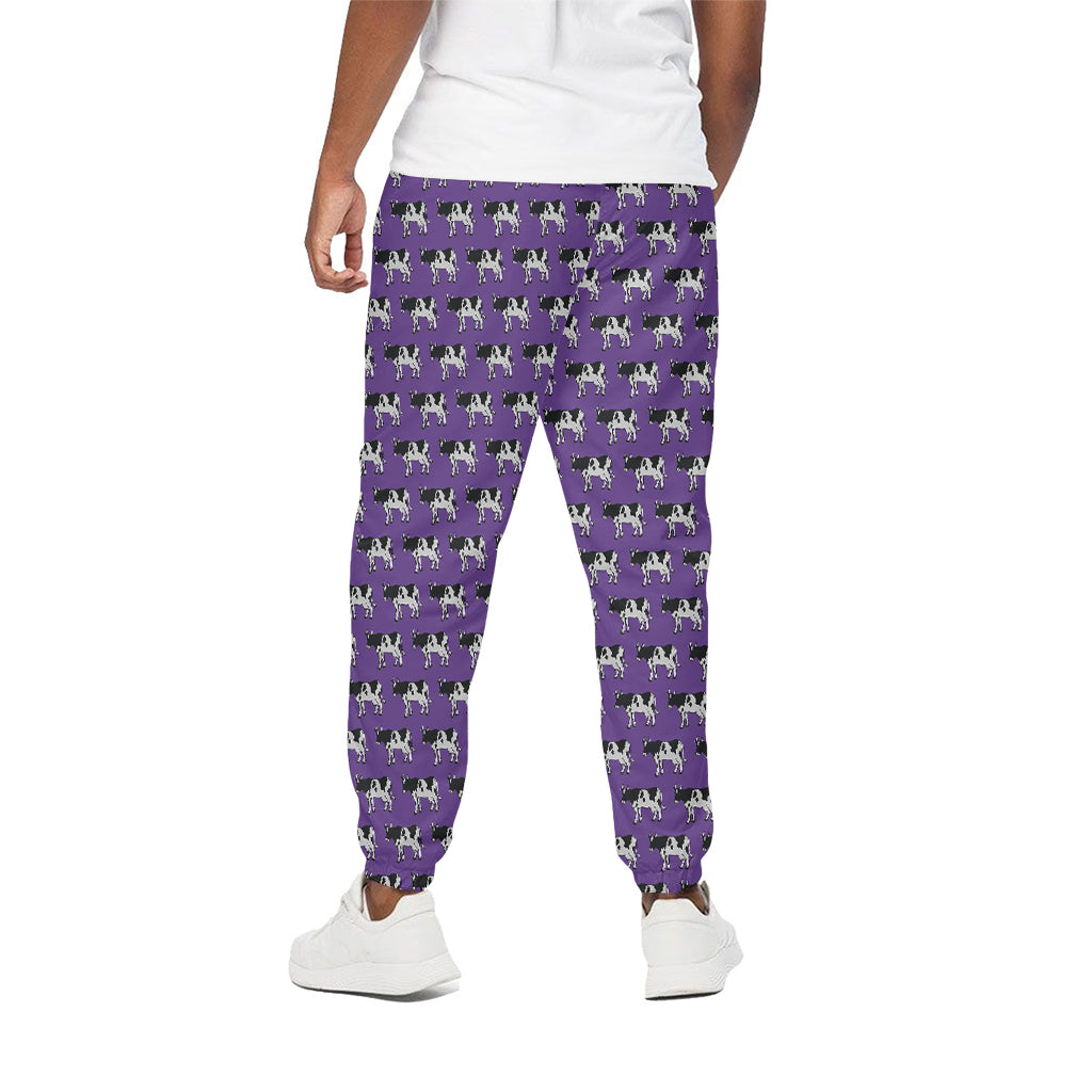 Purple Cow Pattern Print Cotton Pants