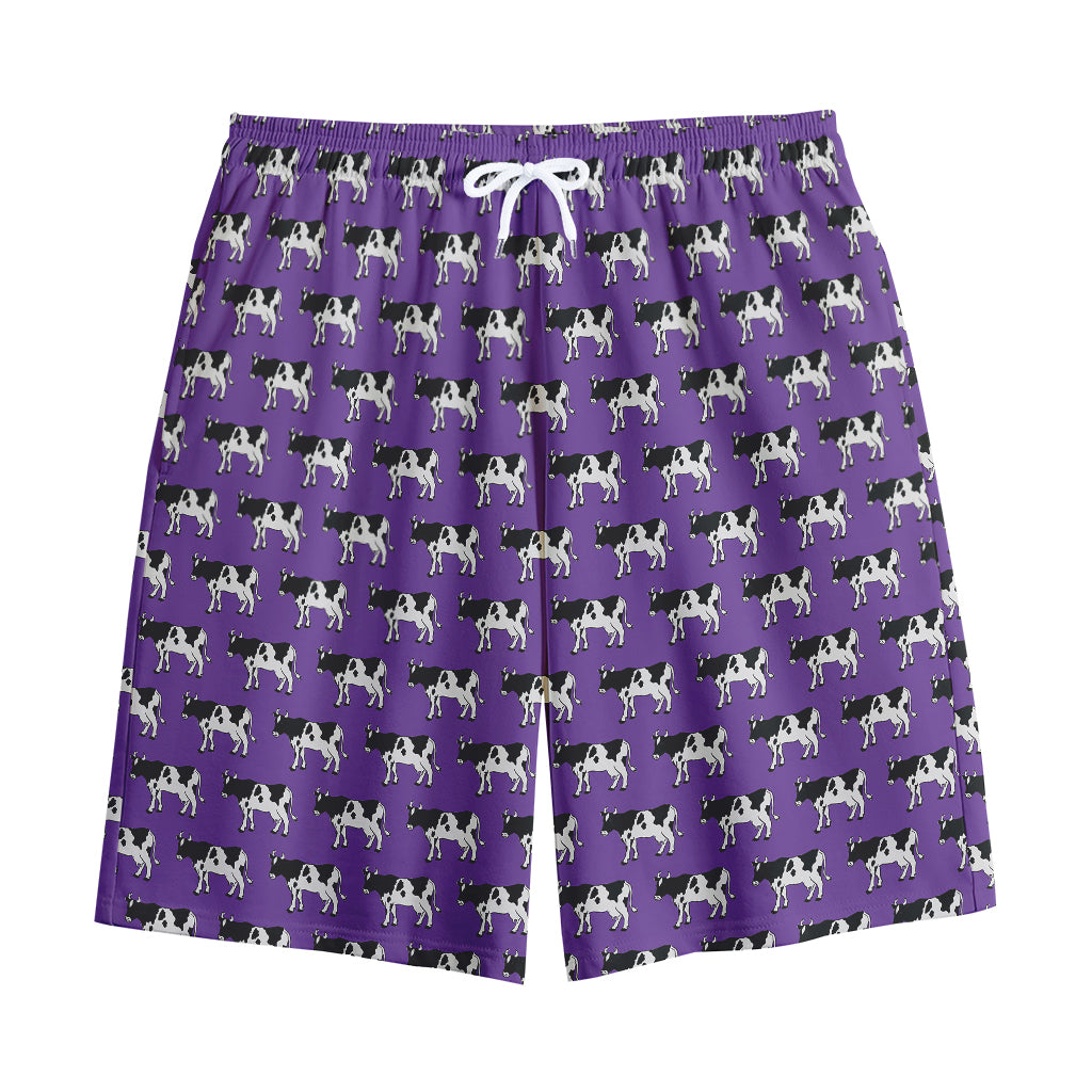 Purple Cow Pattern Print Cotton Shorts